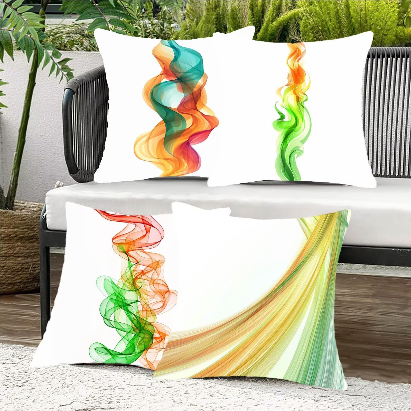 Kissenbezug 60x60 cm Nebel 4er Set Sofakissen Superweichem Doppelnähten Versteckter Reißverschluss Bunt Outdoor Kissen Leinen gelten für Auto Terrassen-Gartenbank Wohndeko Schlafzimmer Sofa X-5