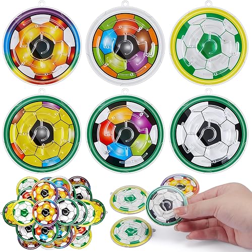 Gemscream 48 piezas de mini rompecabezas de laberinto de fútbol, bola deportiva, laberinto, juguetes de laberinto para aula, San Valentín, premios