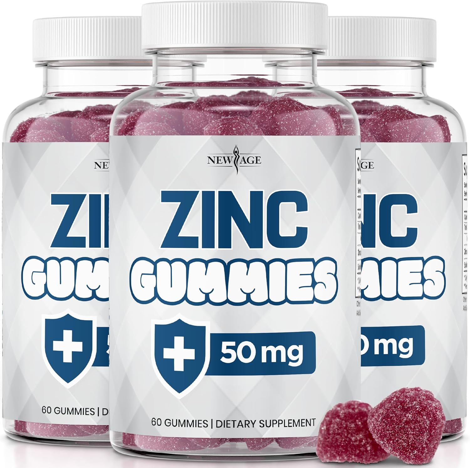 NEW AGE Zinc Gummies – 50mg High Immune Booster Zinc Supplement, Immune Defense, Powerful Natural Antioxidant, Non-GMO 180 Count (Pack of 3) NEW AGE Zinc Gummies – 50mg High Immune Booster Zinc Supplement, Immune Defense, Powerful Natural Antioxidant, Non-GMO 180 Count (Pack of 3)