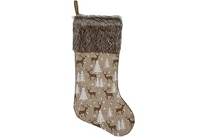 Northlight 20" Woodland Reindeer Christmas Stocking with Faux Fur Cuff