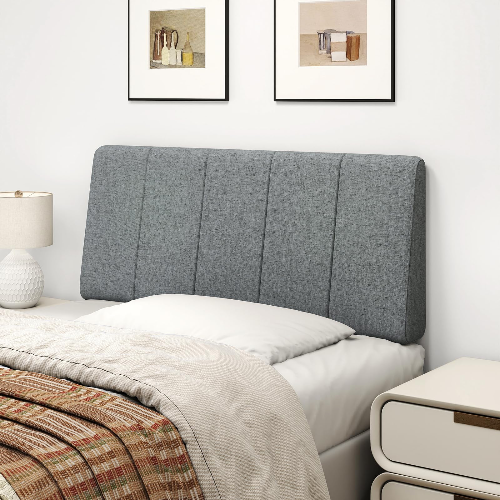 Liiwepo Twin Size Headboard Only-No Assembly, Upholstered Headboard Twin Size Linen Fabric Modern Style Headboards Extra-Thick, Dark Gray
