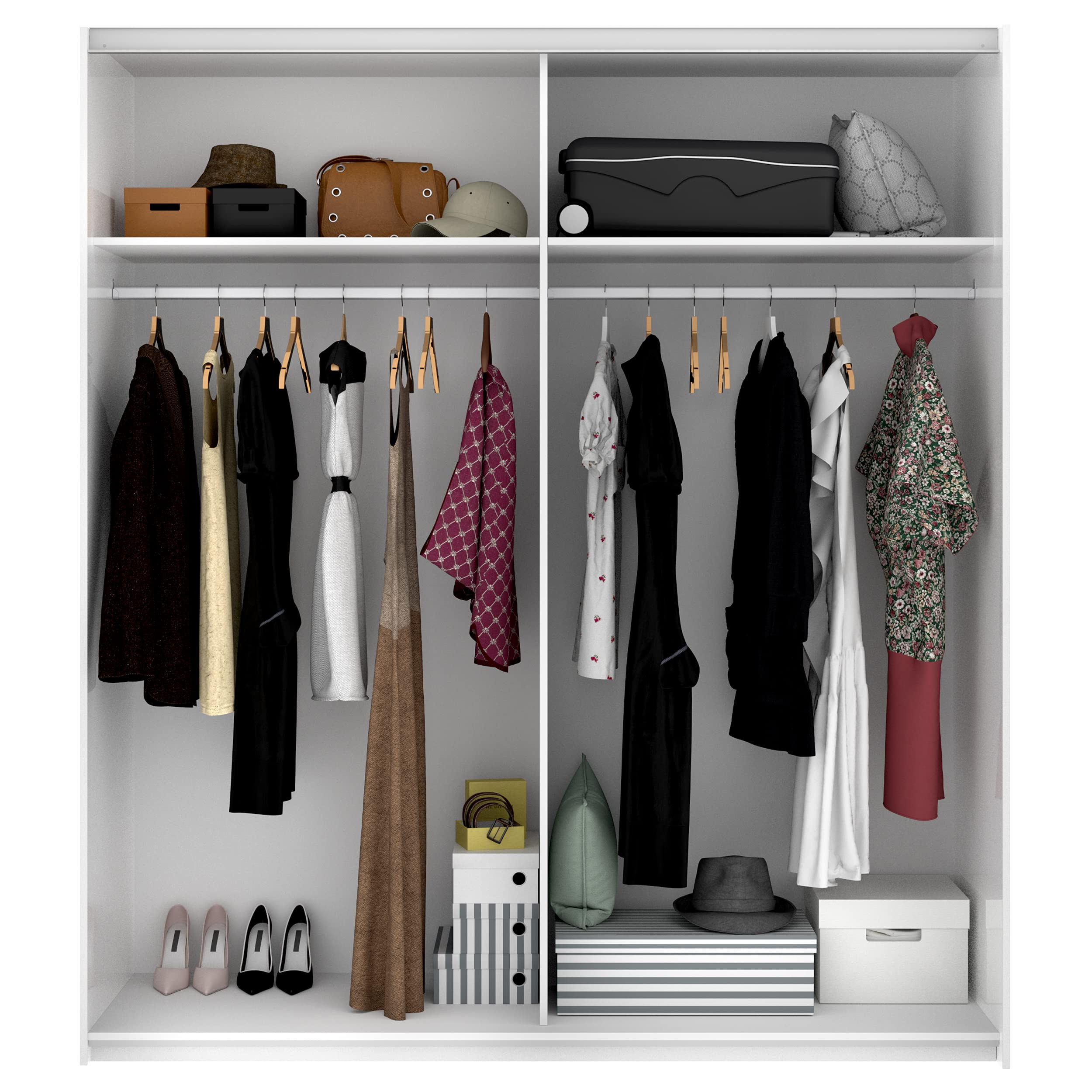 DEKIT GRUPO RIMOBEL SLIDE - Armario 2 Puertas correderas con perfiles de aluminio - Blanco - 180x204x65cm