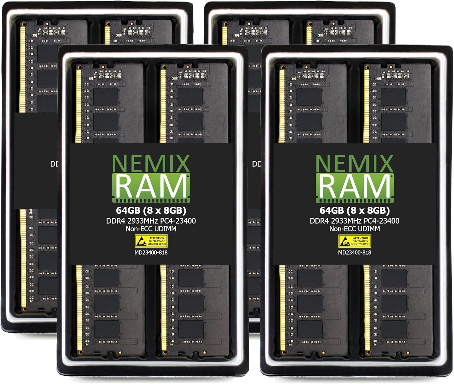 NEMIX RAM 64GB (8X8GB) DDR4 2933MHz PC4-23400 1Rx8 1.2V CL21 288-PIN Non-ECC UDIMM Unbuffered Desktop Memory KIT