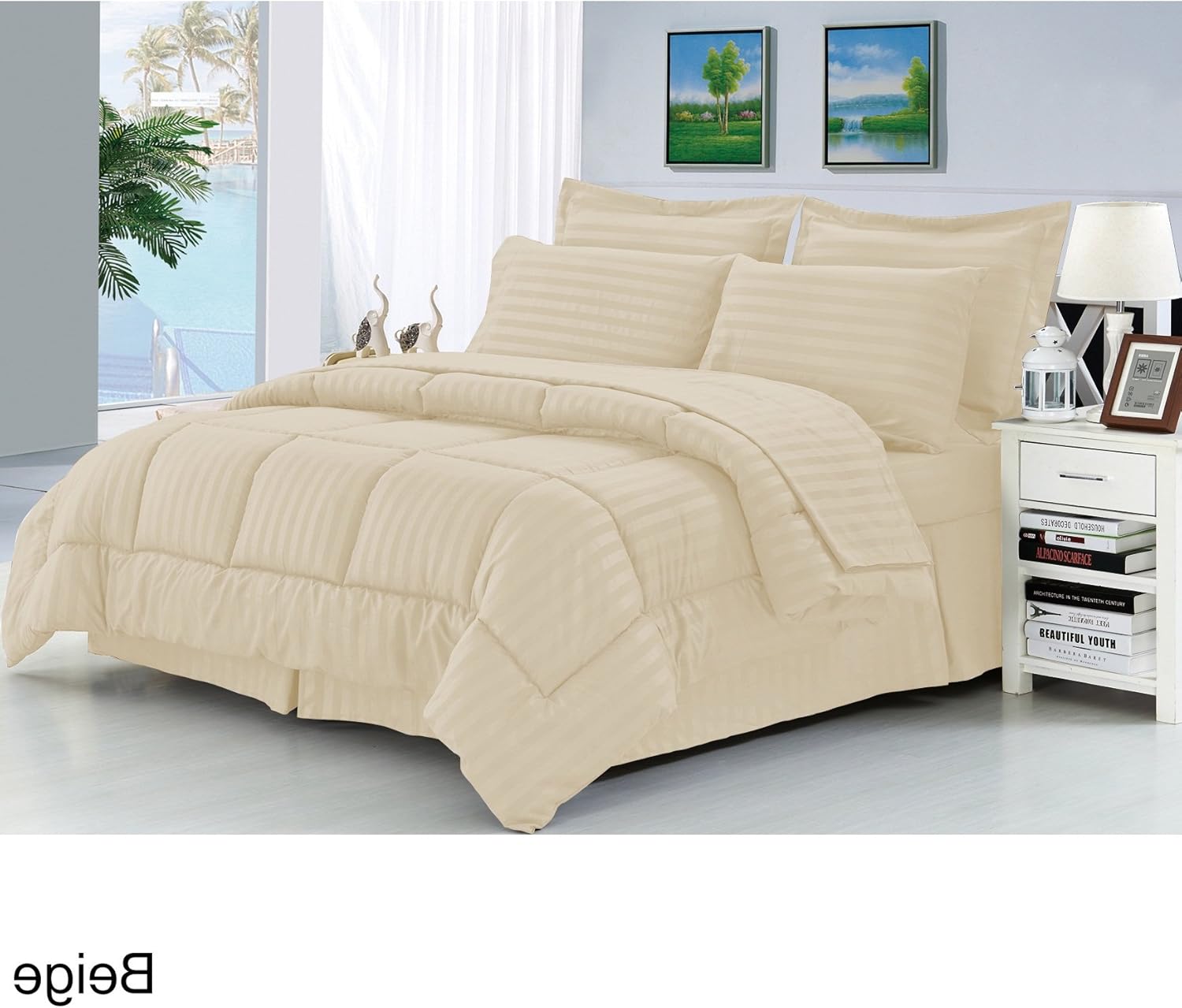 8 Piece Full/Queen, Unique Style Classic Stripe Pattern