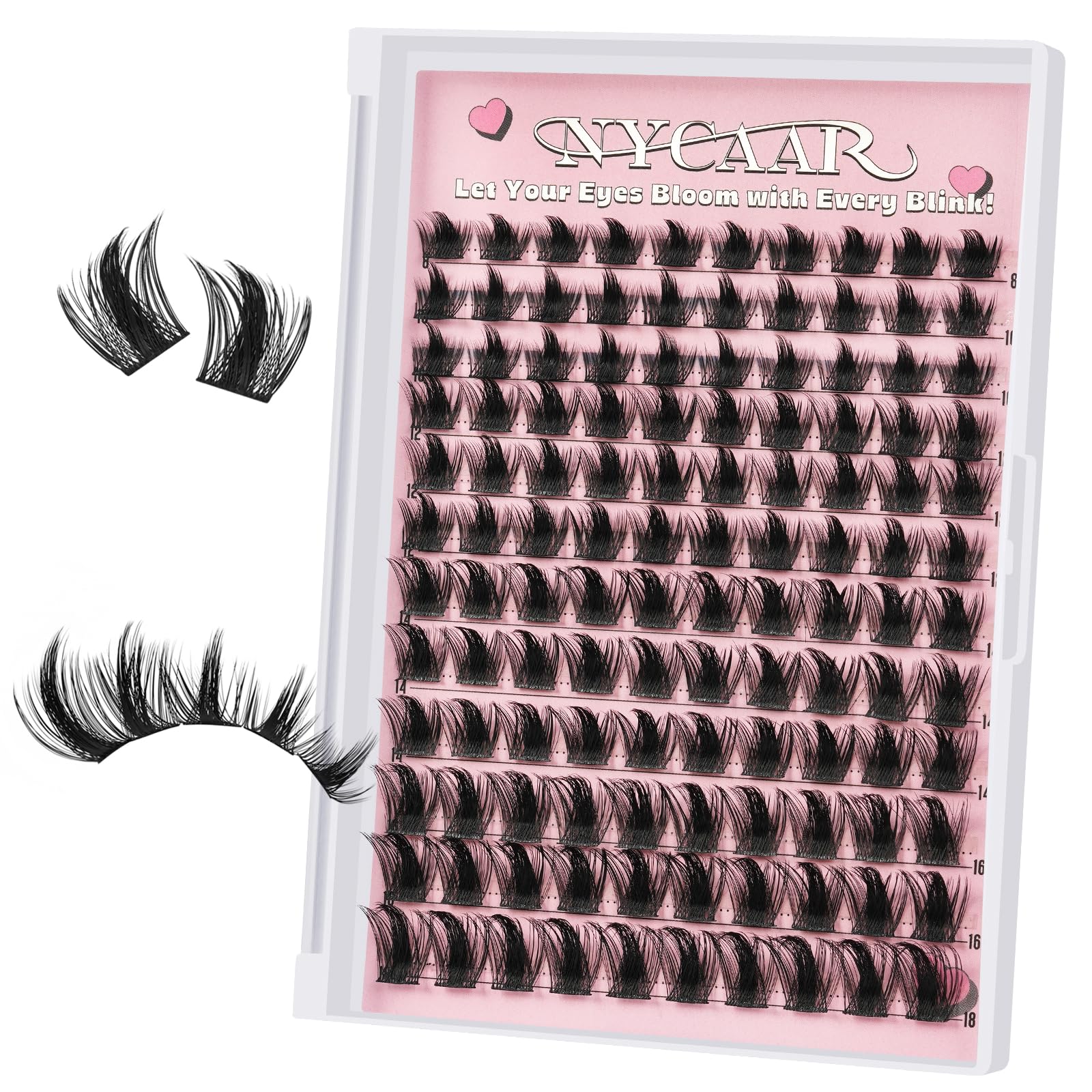 NYCAAR Lash Clusters with Spikes Manga Eyelash Clusters Anime 120pcs D Curl Volume Wispy Individual Lashes with Soft