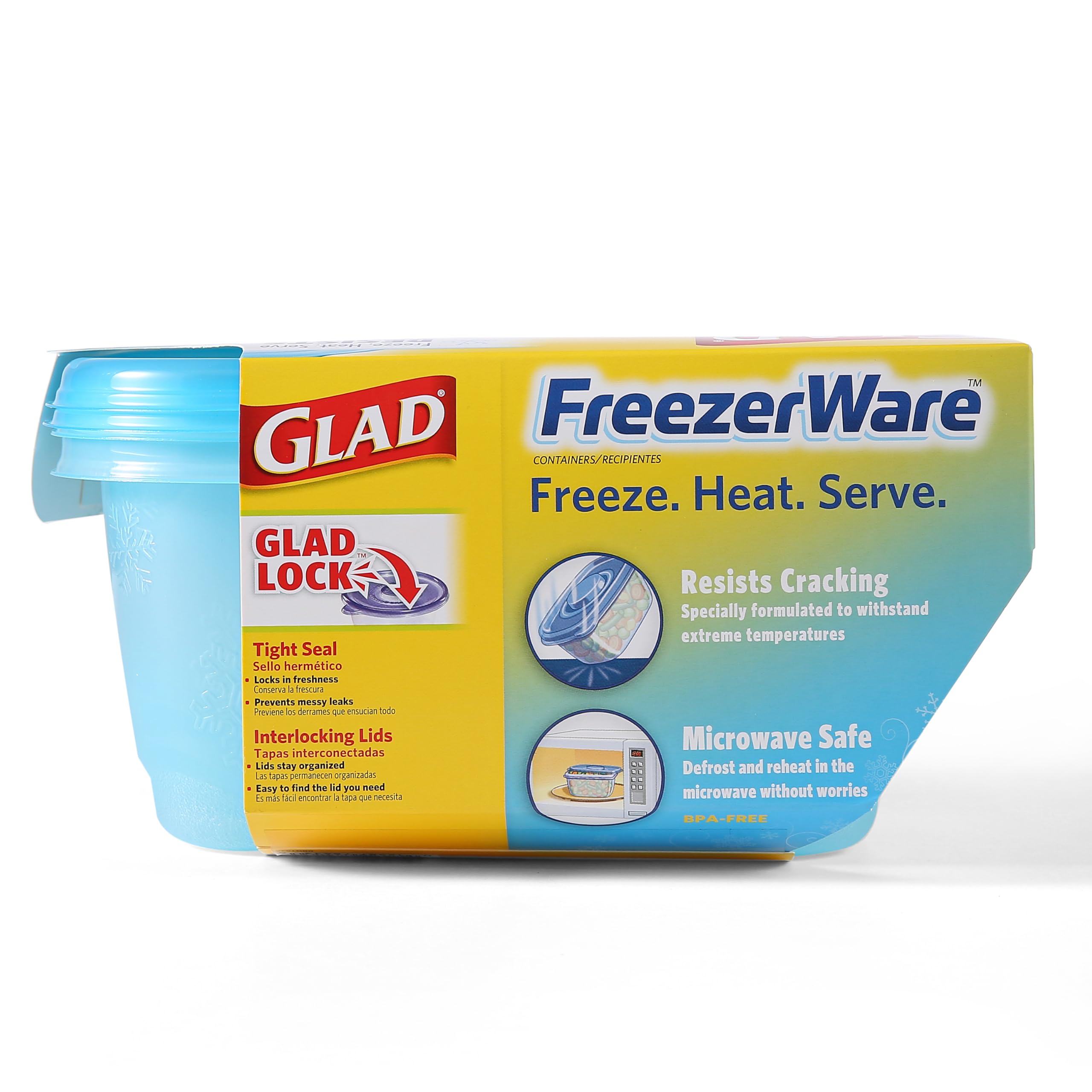 Glad ware Freezerware Frischhaltedosen, groß, rechteckig, fasst 1,8 l Lebensmittel, 2-teiliges Set, gefriergeeignete Behälter zur Aufbewahrung von Lebensmitteln und zum Konservieren von Frische | 6