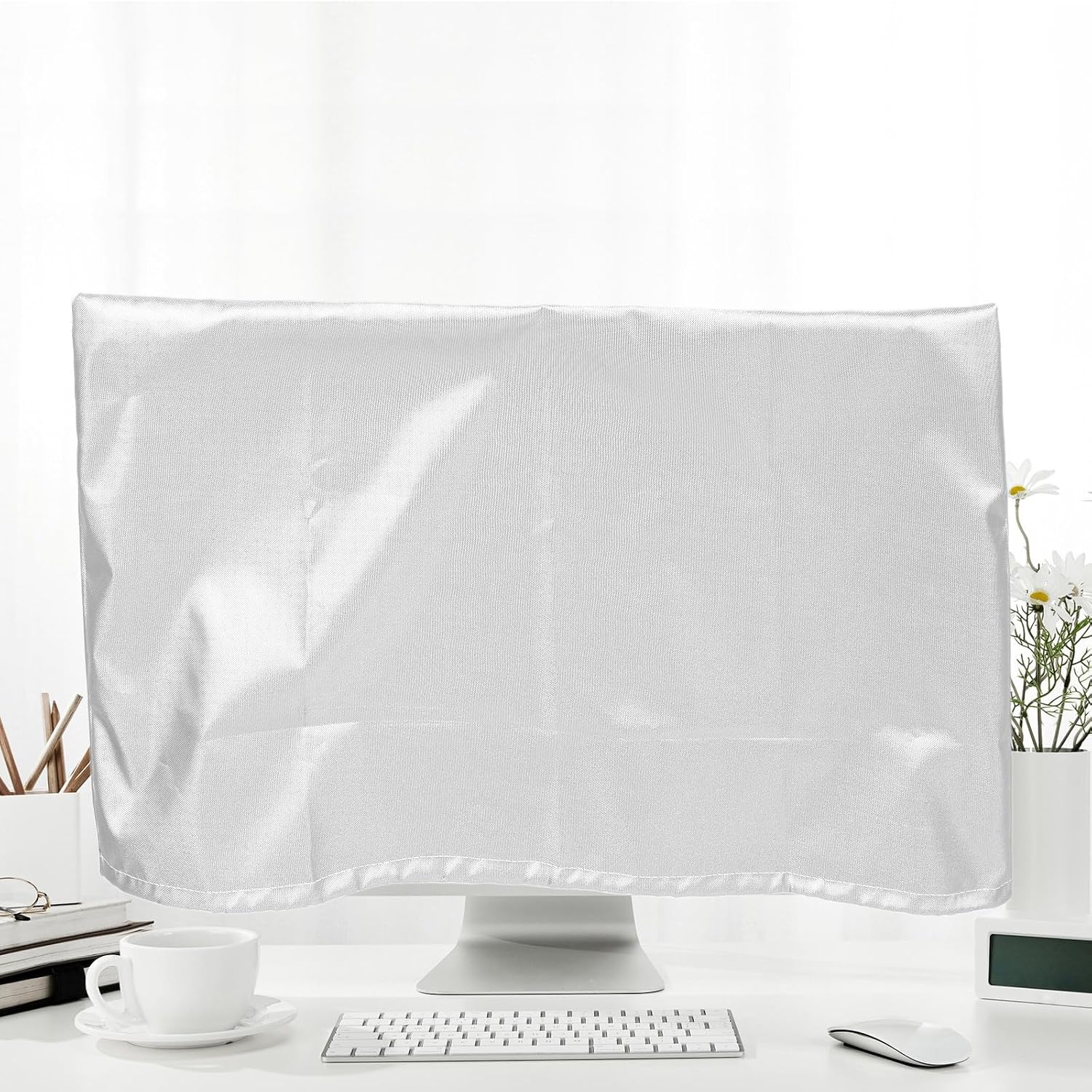 Computer Monitor Dust Cover Sleeve for 20-22 Inch Screens, Silver Anti-dust Protective Case for Desktop Monitors and Tv Displays, Computer Screen Dustproof Cover