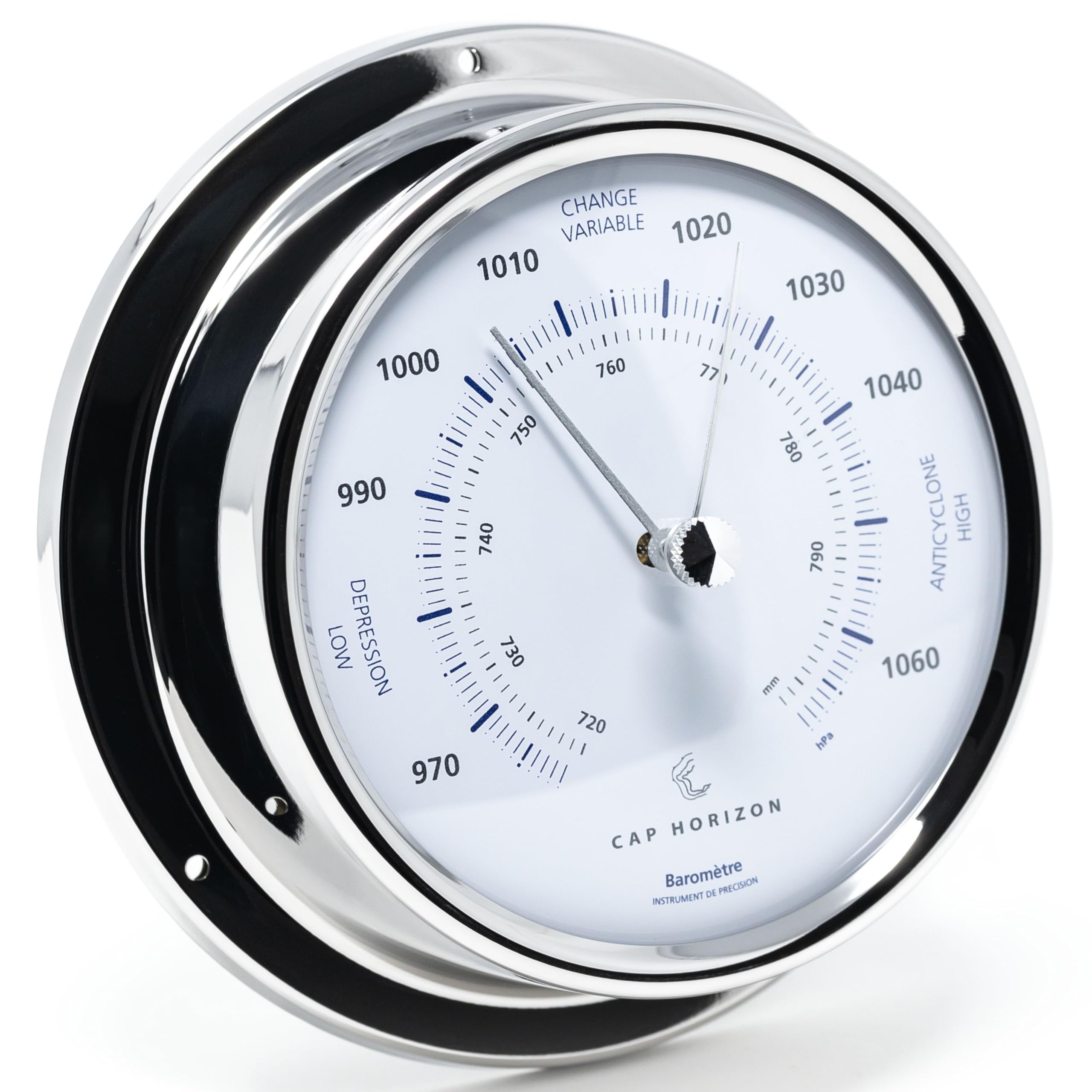 CP100B500NX Barometer, Glas, Edelstahl-Gehäuse poliert