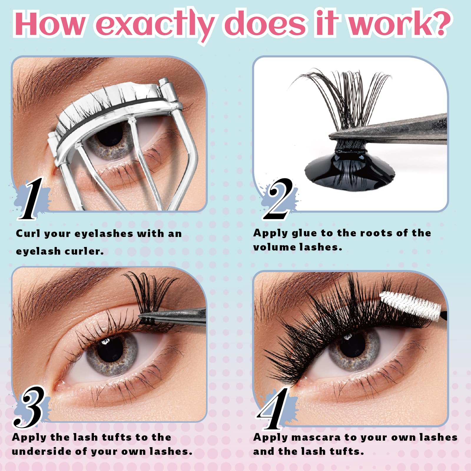 AIWEITA Individual Cluster Lashes Extensions 200Pcs 40D Eyelashes DIY Multiple Shapes Eyelash Wispy Lash Customize Look at Home for Beginners 0.07D Curl 8-16mm - Image 4