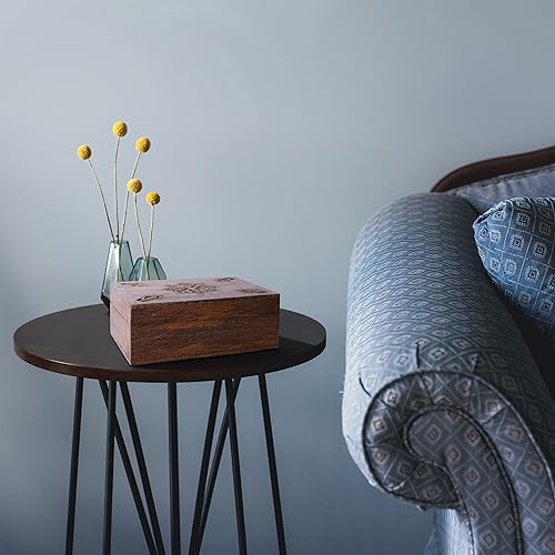 Miniatura 6 de Mela Artisans Caja de almacenamiento decorativa con tapa con bisagras, quemado claro, XL  10.5 x 7.5 x 4 pulgadas  Estilo rústico Serena  Hecho de