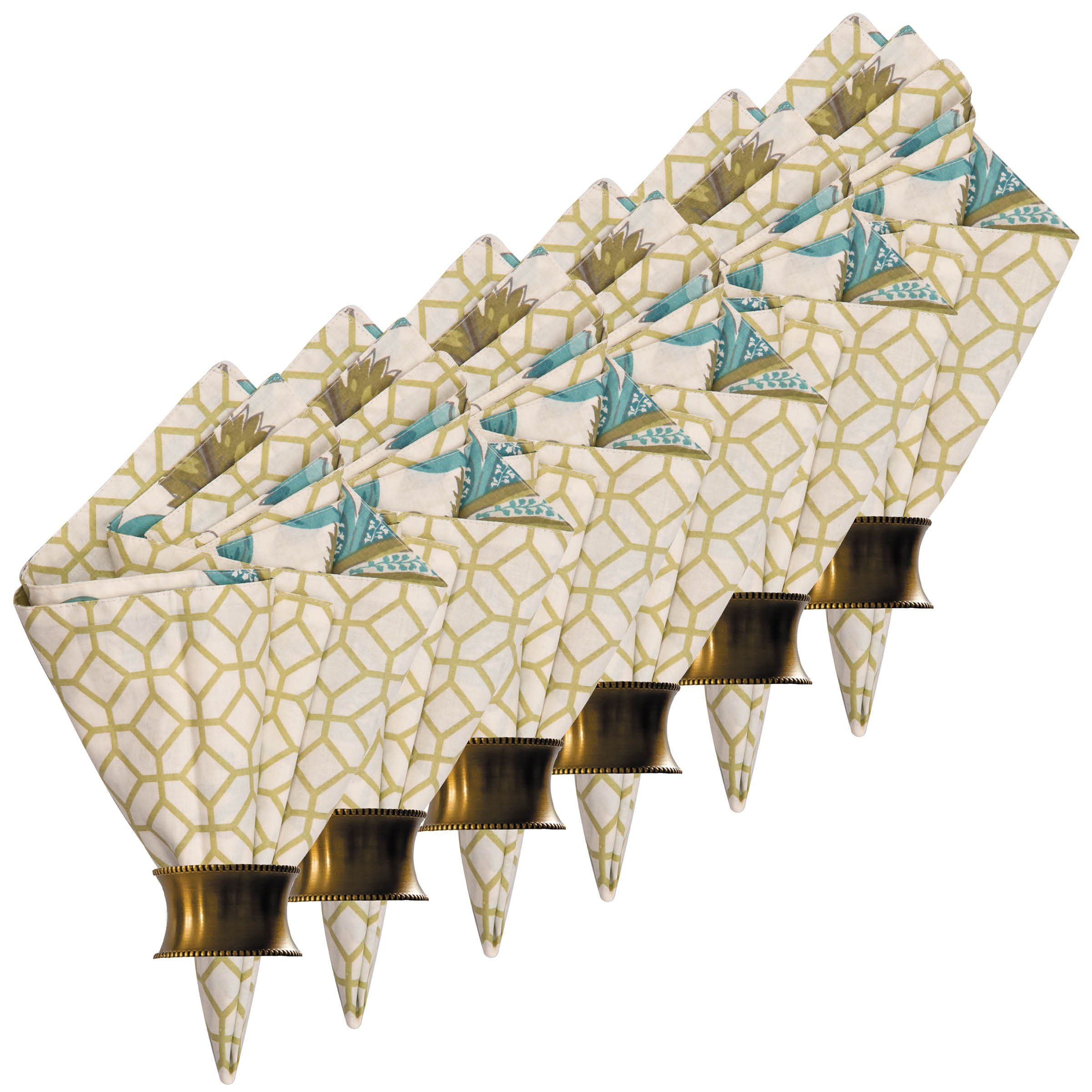 C&F Home Adrienne Meadow Reversible Cotton Machine Washable Napkin 20X20 Set of 6 Napkin Set of 6 Green