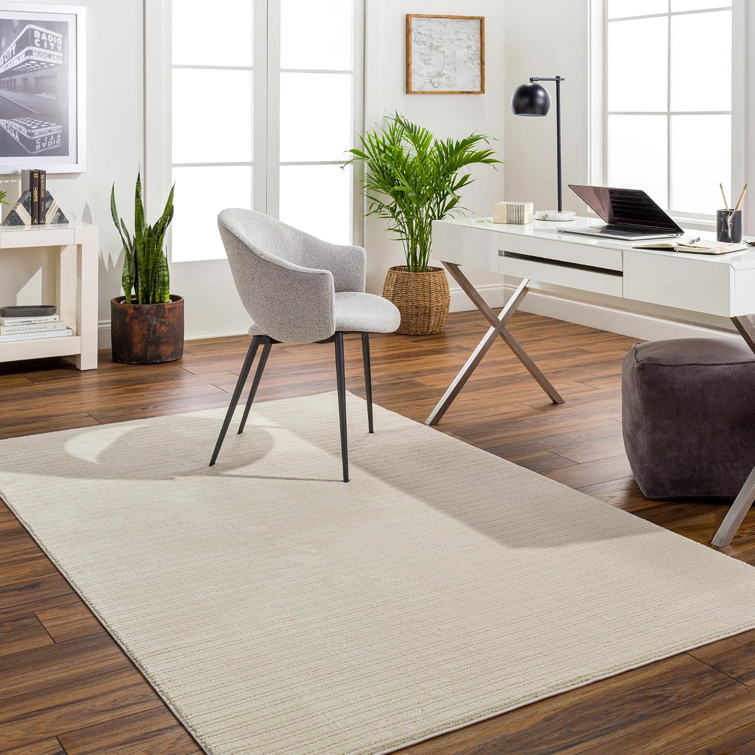 Livabliss Alder Global Washable Area Rug,5' x 7', Cream