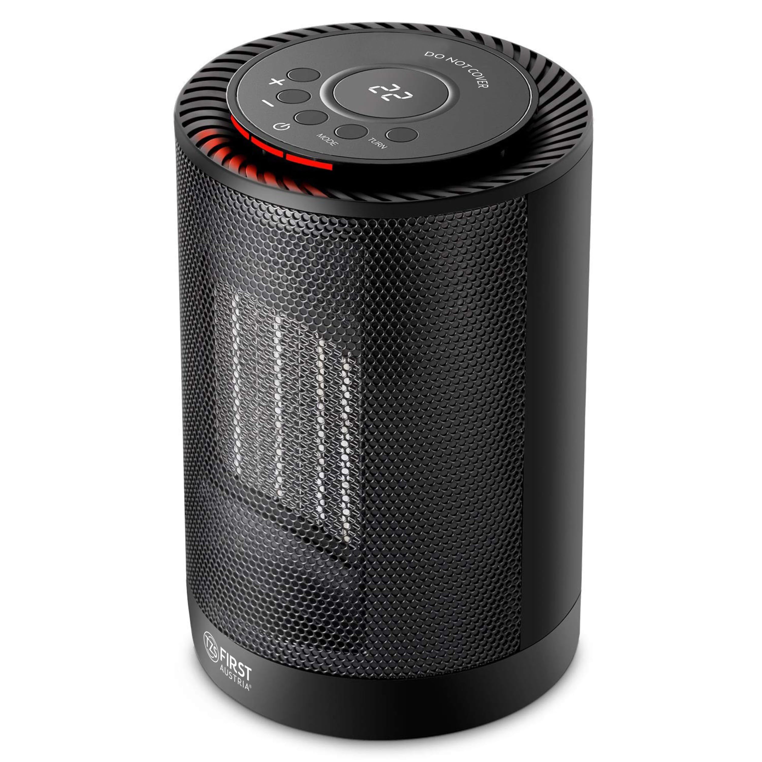 TZS First Austria termoventilatore ceramico PTC, oscillante, 1200W, 2 livelli, timer, termostato, protezione surriscaldamento, nero