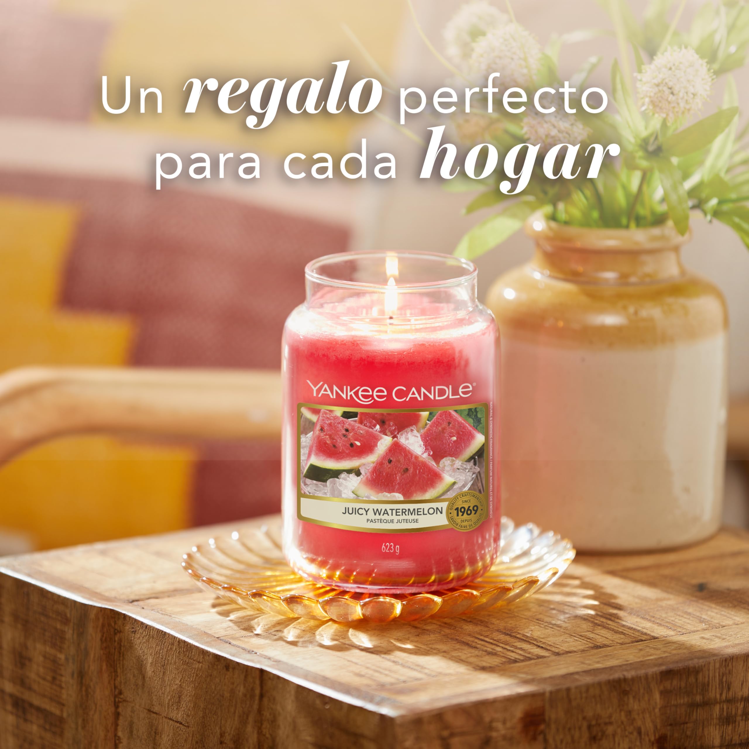 Yankee Candle Vela pefumada | Juicy Watermelon vela en tarro grande | Velas de larga duración: hasta 150 h | Regalos perfectos para mujeres
