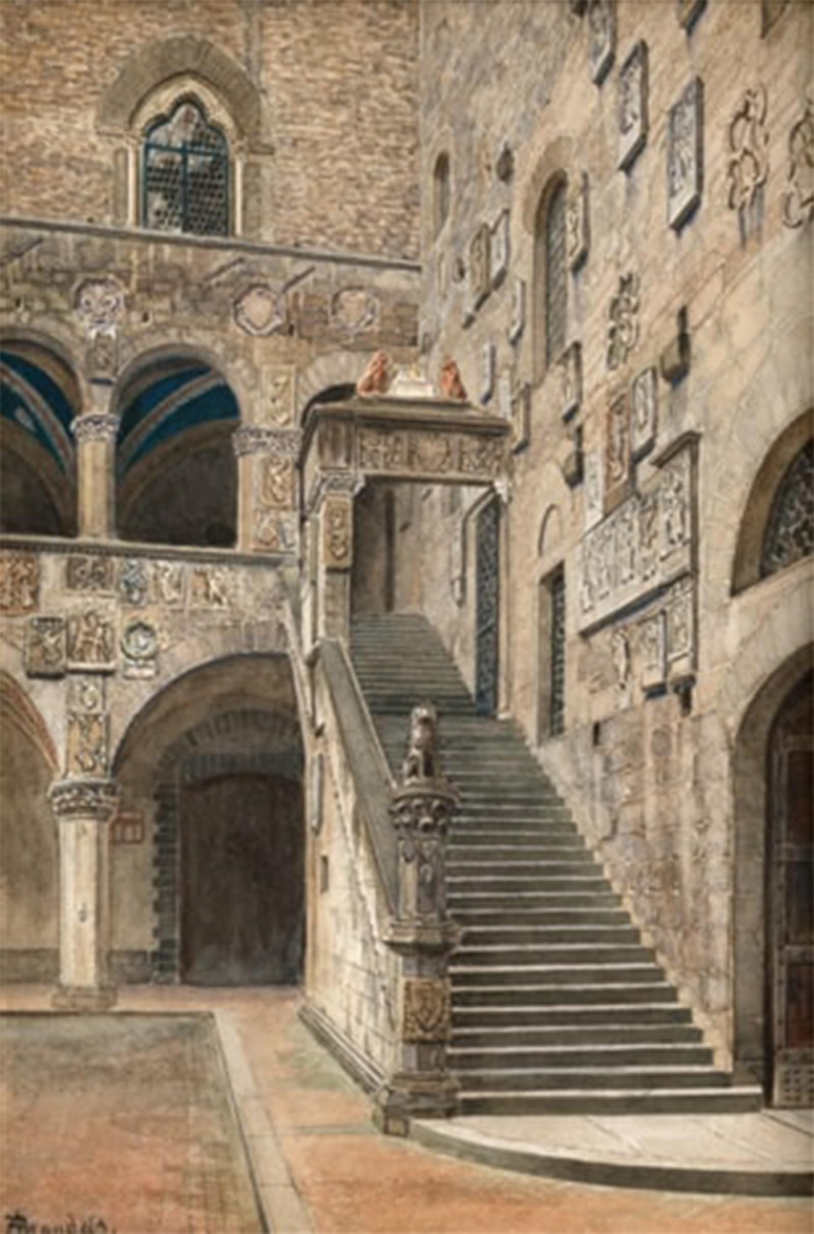 SERENDIPITP Vintage Wall Art Canvas Nordic Poster Canvas Print Picture the Palazzo Del Bargello in Florence by Antonietta Brandeis Wall Art Poster for Home Decor 60x90cm