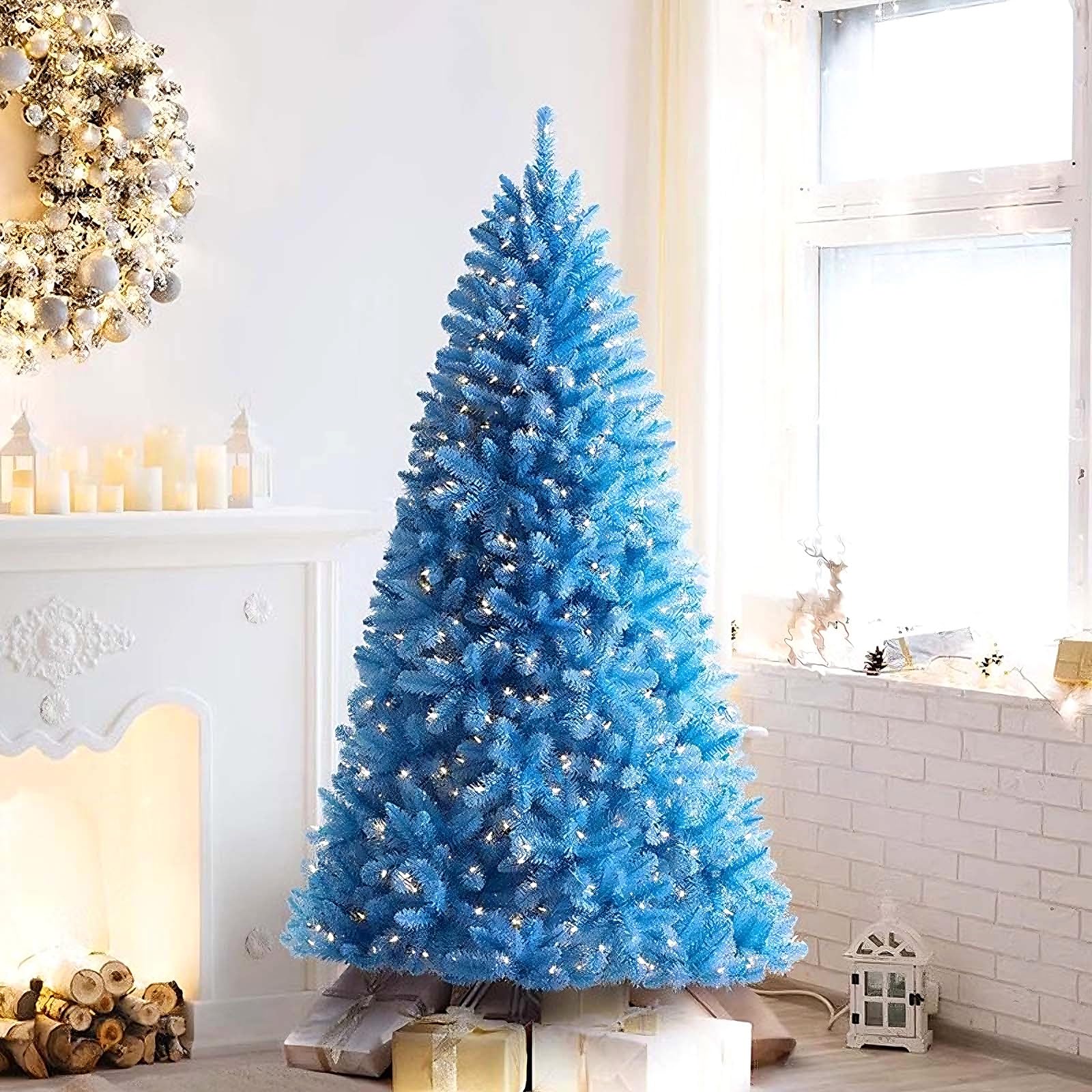 Arbol de Navidad Artificial Blancos 150/180/210/240/300 cm Árbol de Navidad para Exterior Ramas de PVC y Base de Hierro para Centros Comerciales, Hogares, Escuelas 8 Colores(Pinkss,180cm/70.9")