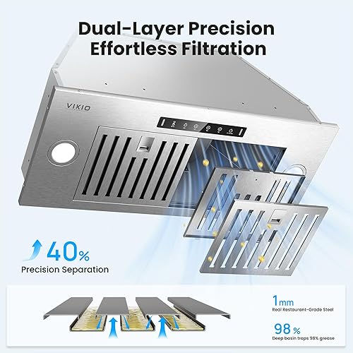 Miniatura 3 de Campana extractora de 30 pulgadas, 980 CFM, campana de ventilación de cocina integrada, convertible con conductossin conductos, campana extractora