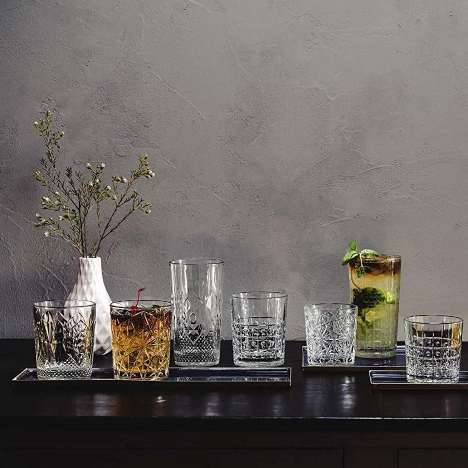 Bormioli Rocco Lounge DOF Glass, Set Of 4, 13.5 Oz, Clear, For Whiskey, Bourbon,Juice, And Water, Made In Italy.