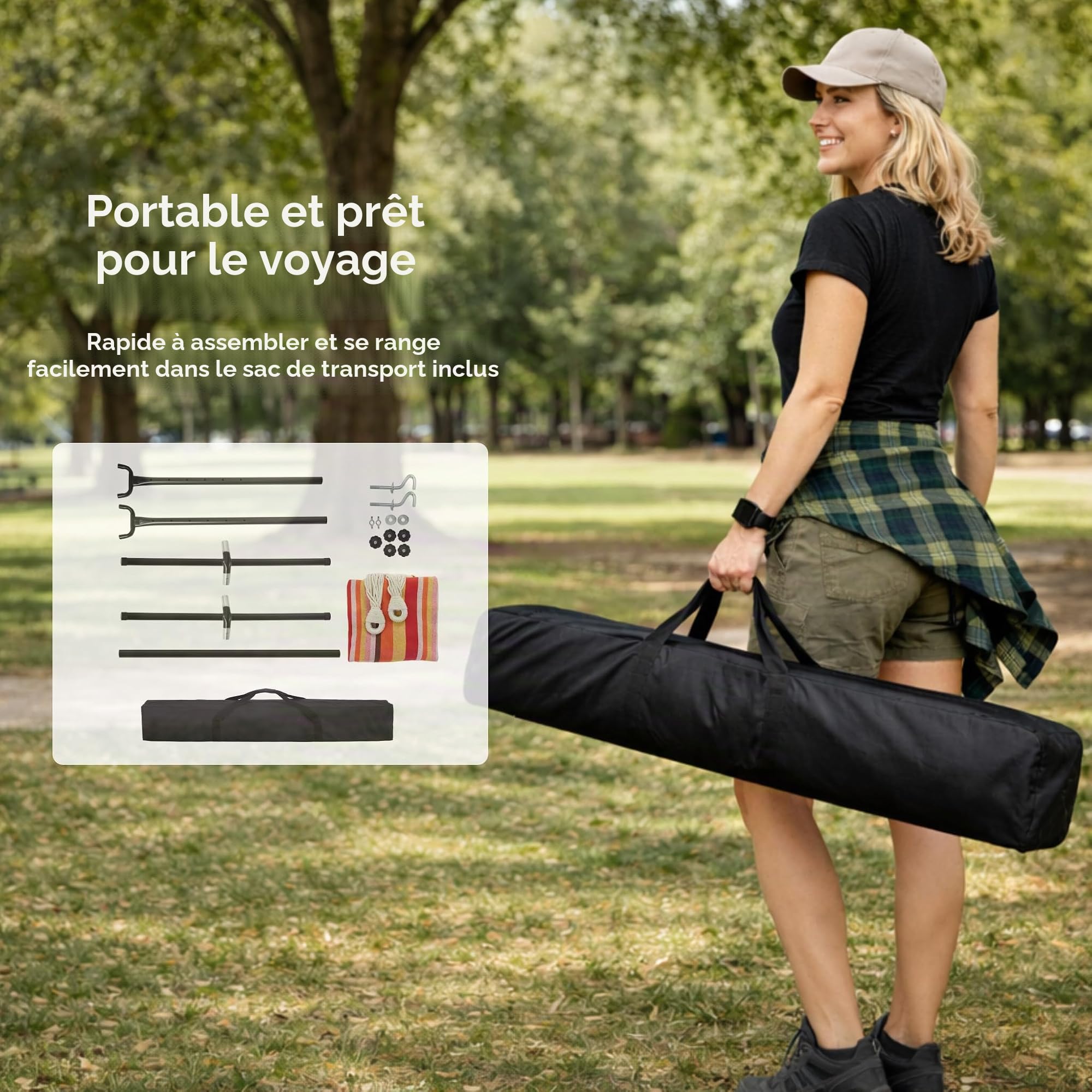 Mondeer Hamac avec Support pour 1-2 Personnes sur Pied Portable (Rouge)