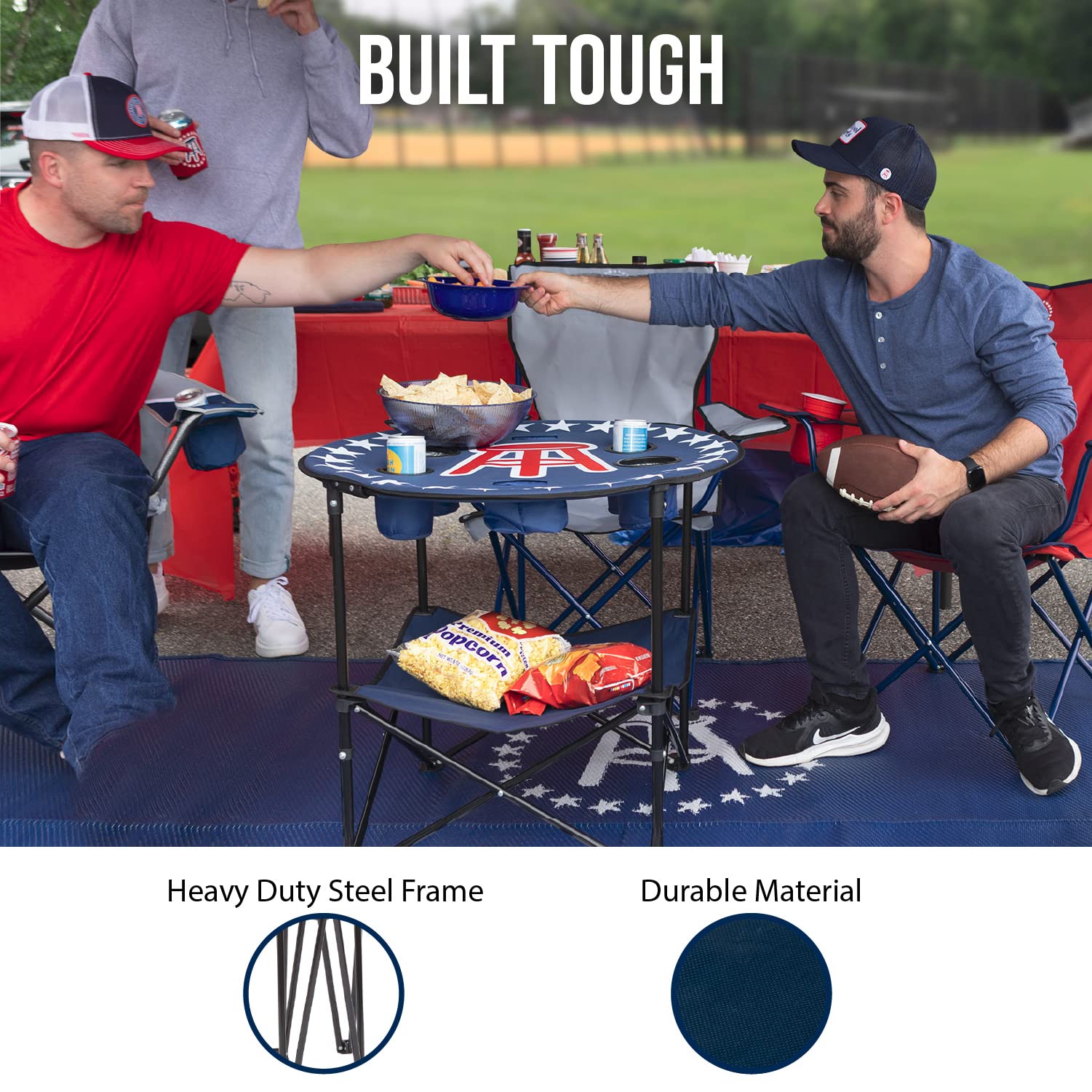 Amazon.com: Barstool Game Day Round Table with Shelf, Portable