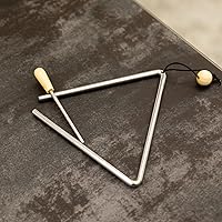 Vista 7 de Musfunny Triángulo Instrumento Musical con Percutor, Triángulos de Acero de Ritmo Percusión Manual (17.78 cm)
