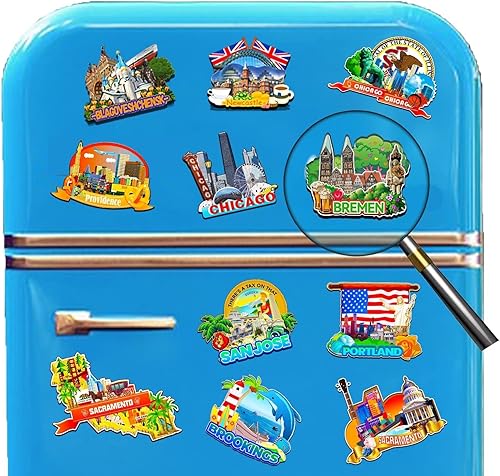 Miniatura 4 de Bremen Alemania - Imán de nevera de madera 3D, atracciones coleccionables de viaje, decoración hecha a mano, 2500