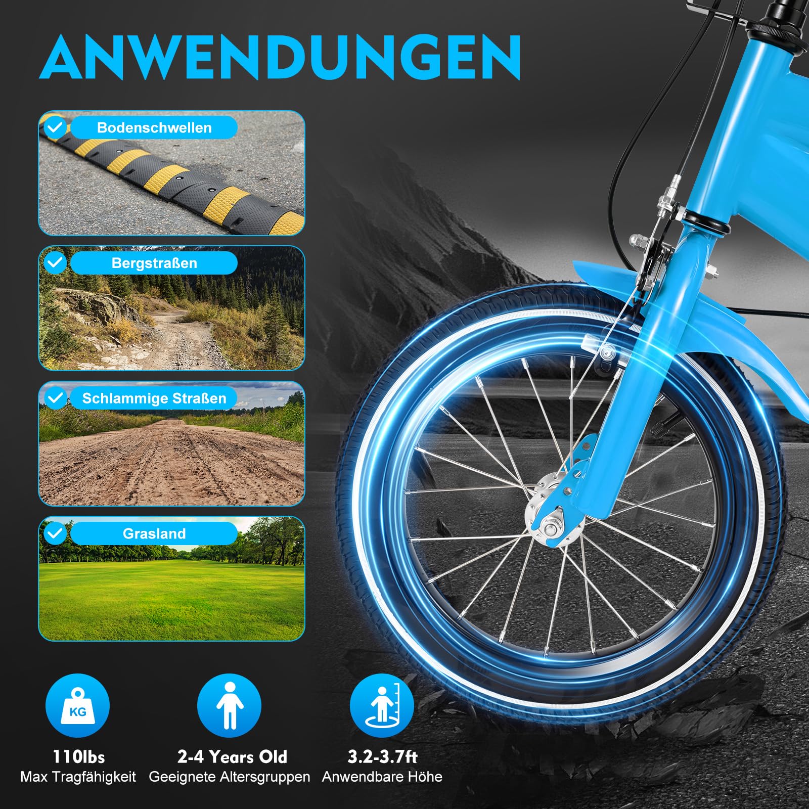 Kinderfahrrad 14 Zoll, Fahrrad ab 3-6 Jahre für Mädchen Junge, Weiß Kinderrad mit Schutzblech & Kombinierte Vorder- und Hinterradbremse, aus Hochwertigem Kohlenstoffstahl