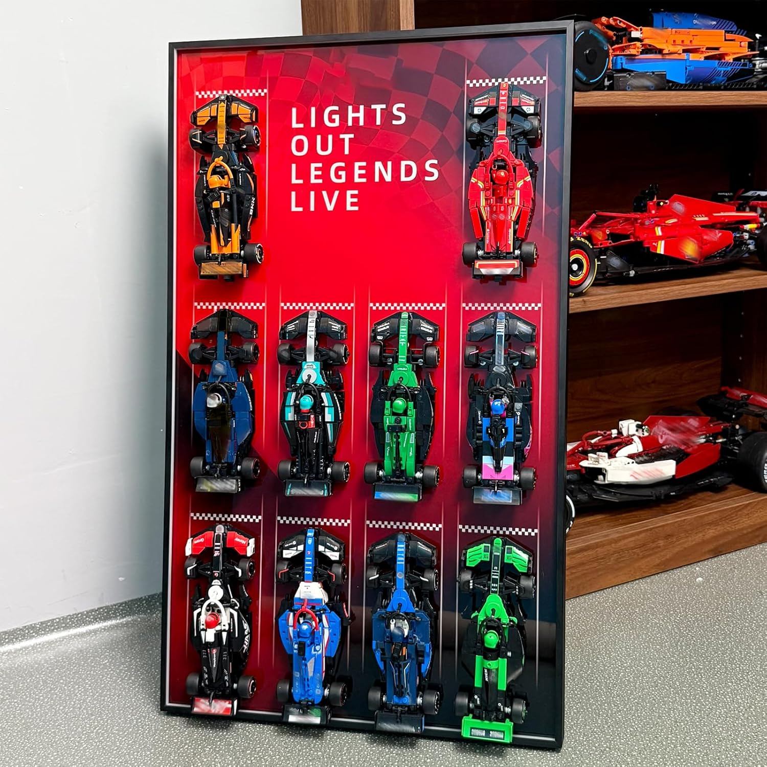 WETCEAOM Display Wallboard Compatible with Lego Speed Champions 66082 Car Display 77242,77243,77244,77245,77246,77247,77248,77249,77250,77251 Wall Frame Car Wall Mount Lover, Model not Included