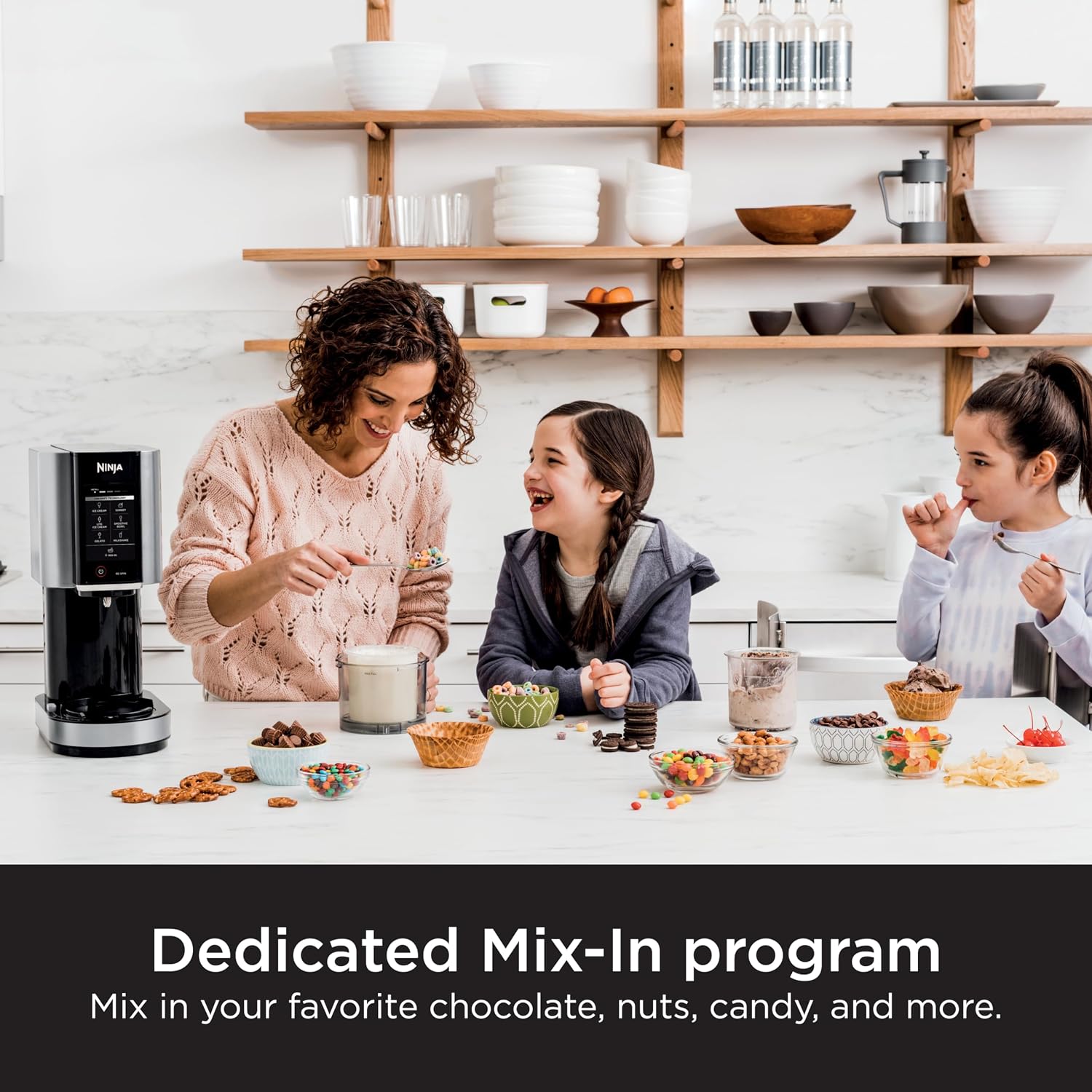 Ninja NC301 CREAMi Ice Cream Maker, for Gelato, Mix-ins, Milkshakes, Sorbet, Smoothie Bowls & More, 7 One-Touch Programs, with (2) Pint Containers & Lids, Compact Size, Perfect for Kids, Silver, view 14