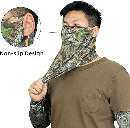Vista 5 de LOOGU Sun Protection Cooling Arm Sleeves UPF 50+ Ice Silk Neck Gaiter Camo All Weather Hunting Fishing Hiking Cycling