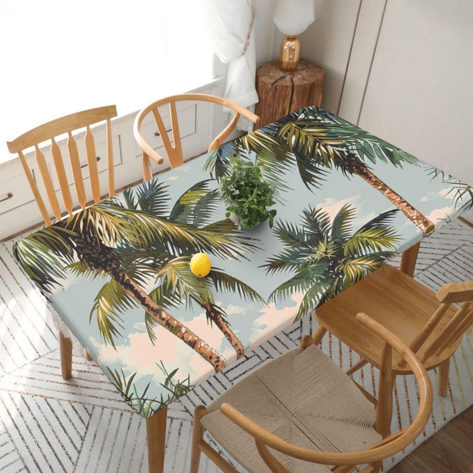 Nappe rectangulaire imprimée palmiers 1,5 m pour protéger et embellir votre table