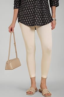 Viscose Elastane Stretch Leggings for Women | Mid Rise Skinny Fit, High Ankle & 7/8 Cropped Length Active Legging