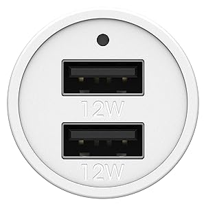 OtterBox USB-A Dual Port Car Charger, 24W Combined + OtterBox USB A-C 1M Cable - Black