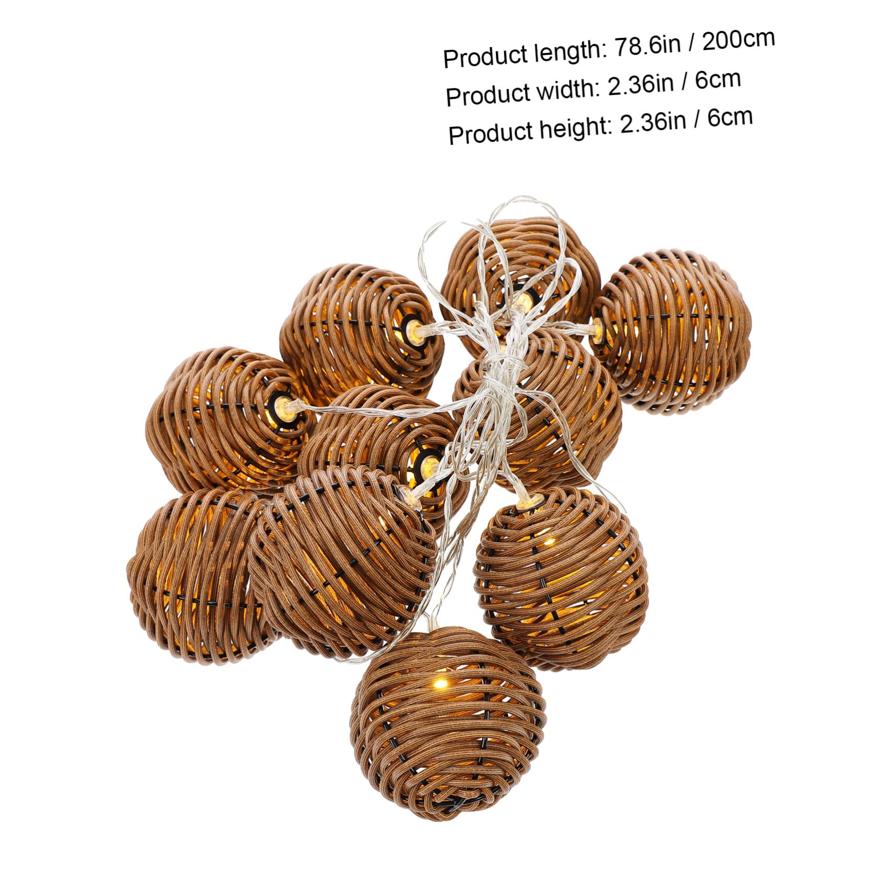 Dekorative Lichterkette 1 Satz in Rattan Optik aus Kunststoff und Eisen | Braun, 10, 8 W Beleuchtung, 3 Aa Batterien nicht Enthalten, für Party und Hochzeit
