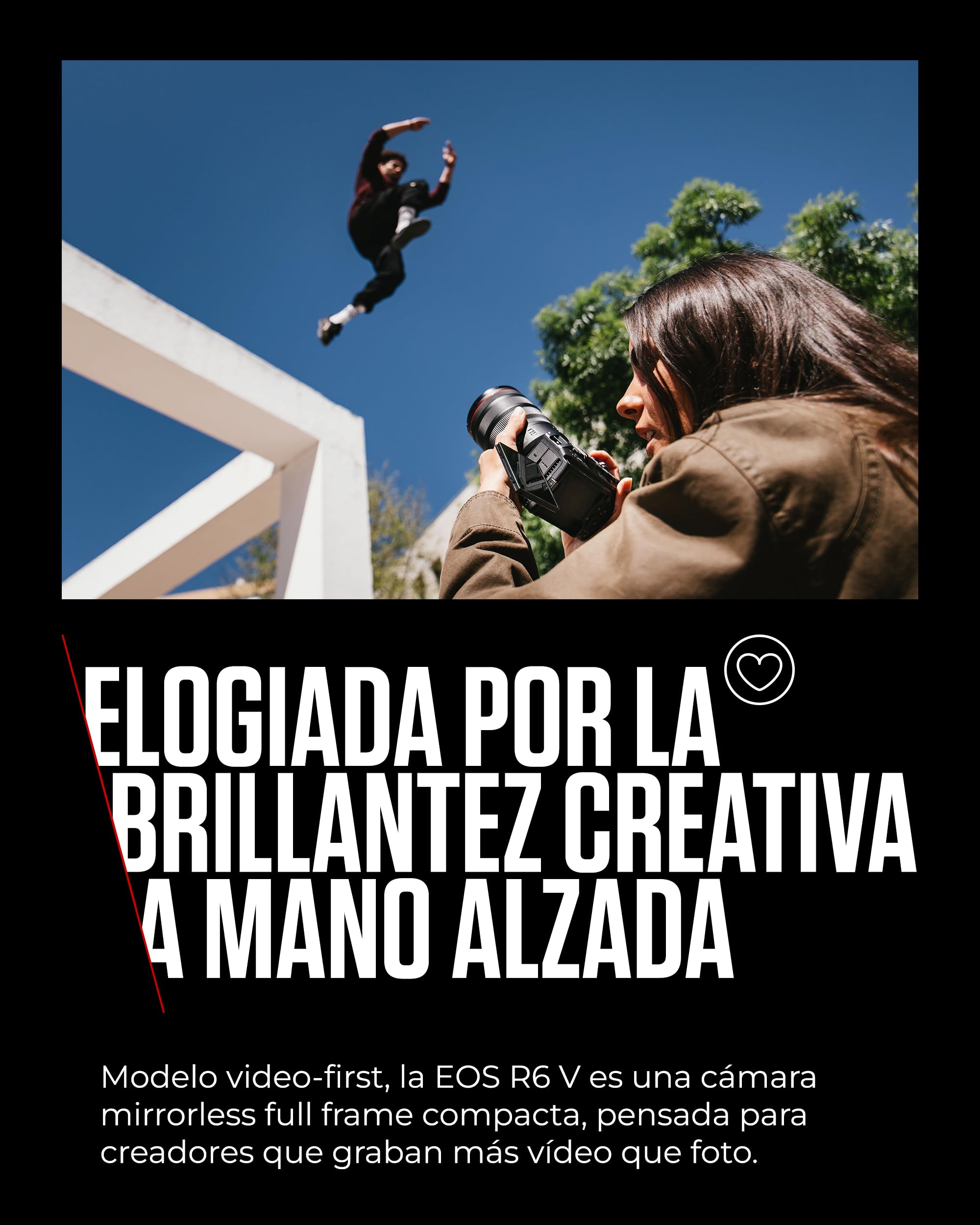 Canon EOS R6 V Cámara Mirrorless Compacta Full Frame | Vídeo 7K Raw, Estabilización Imagen y Open Gate Recording | Creación Contenido, Vlogging, Viajes | Compatible Objetivos RF
