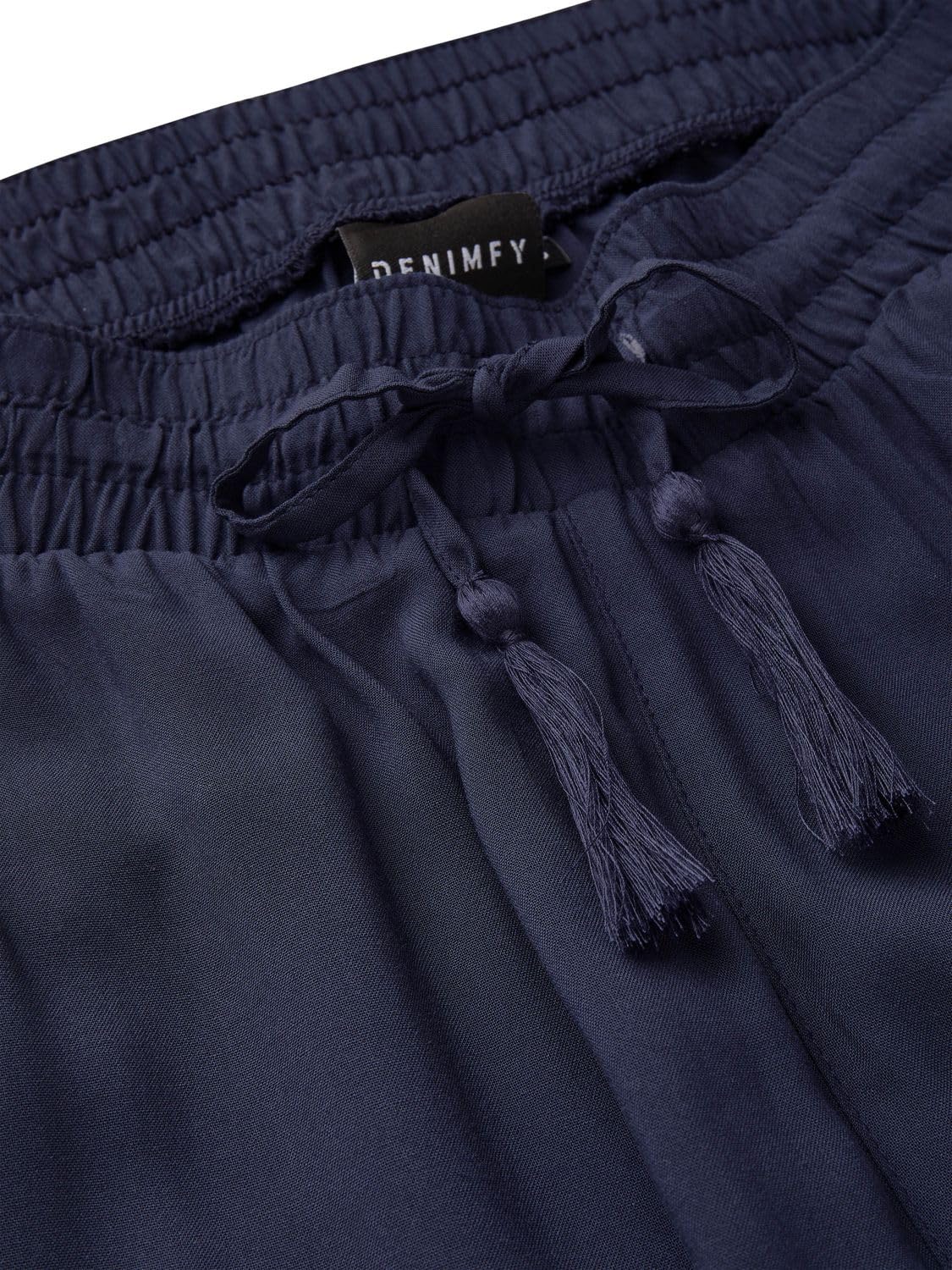 DENIMFY Palazzo - Pantaloni estivi da donna, vestibilità larga, taglia DFKate, pantaloni estivi leggeri, lunghezza alla caviglia, vita elasticizzata, tinta unita, motivo 100% viscosa, verde, bianco,