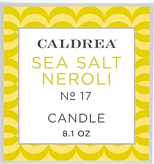 Caldrea Candle, Made with Essential Oils, 45 Hour Burn Time, Sea Salt Neroli Scent, 8.1 oz, 8 Ounce