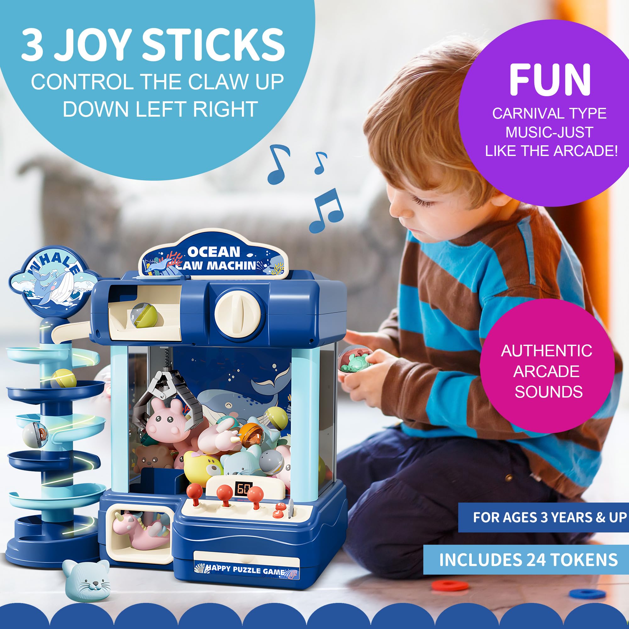 Máquina de garras para niños, juguete de juego de arcade para edades de 8 a 13 años, juguetes expendedores de dulces para niñas y niños, máquina de juego electrónica de garras para fiestas con 8