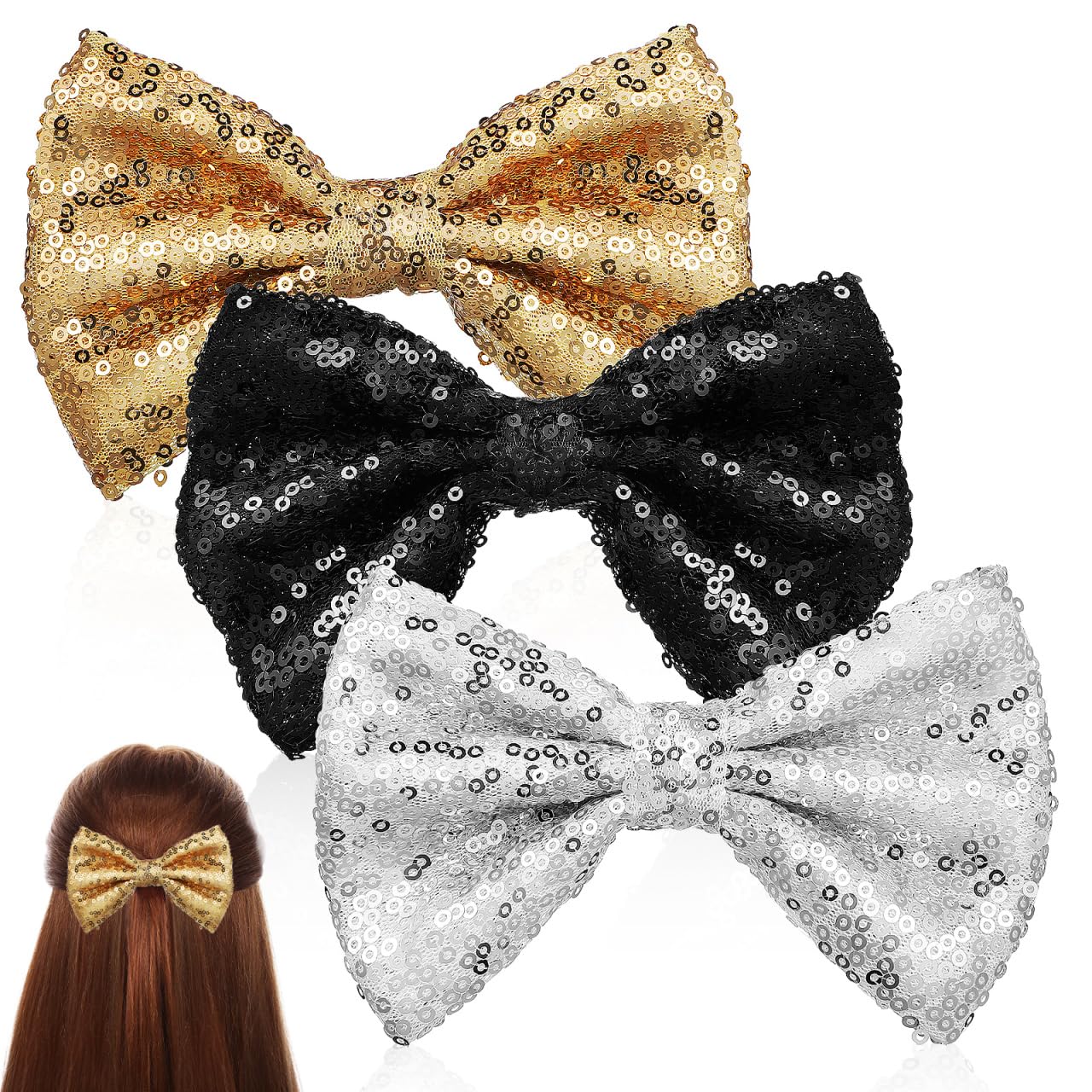 NWT ??♥️ Piper K shiny Bow Hair Tie 4 Different Colors Metallic Bulk Order Big Glitter Cheer Bows 6 main image 3