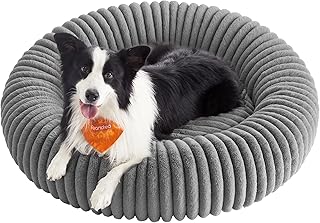 Feandrea Dog Bed, Extra Large Cat Bed, Diameter 100 cm, Pet Bed, Washable Cushion, Soft Padding, Non-Slip, Dove Grey, PGW306GD01