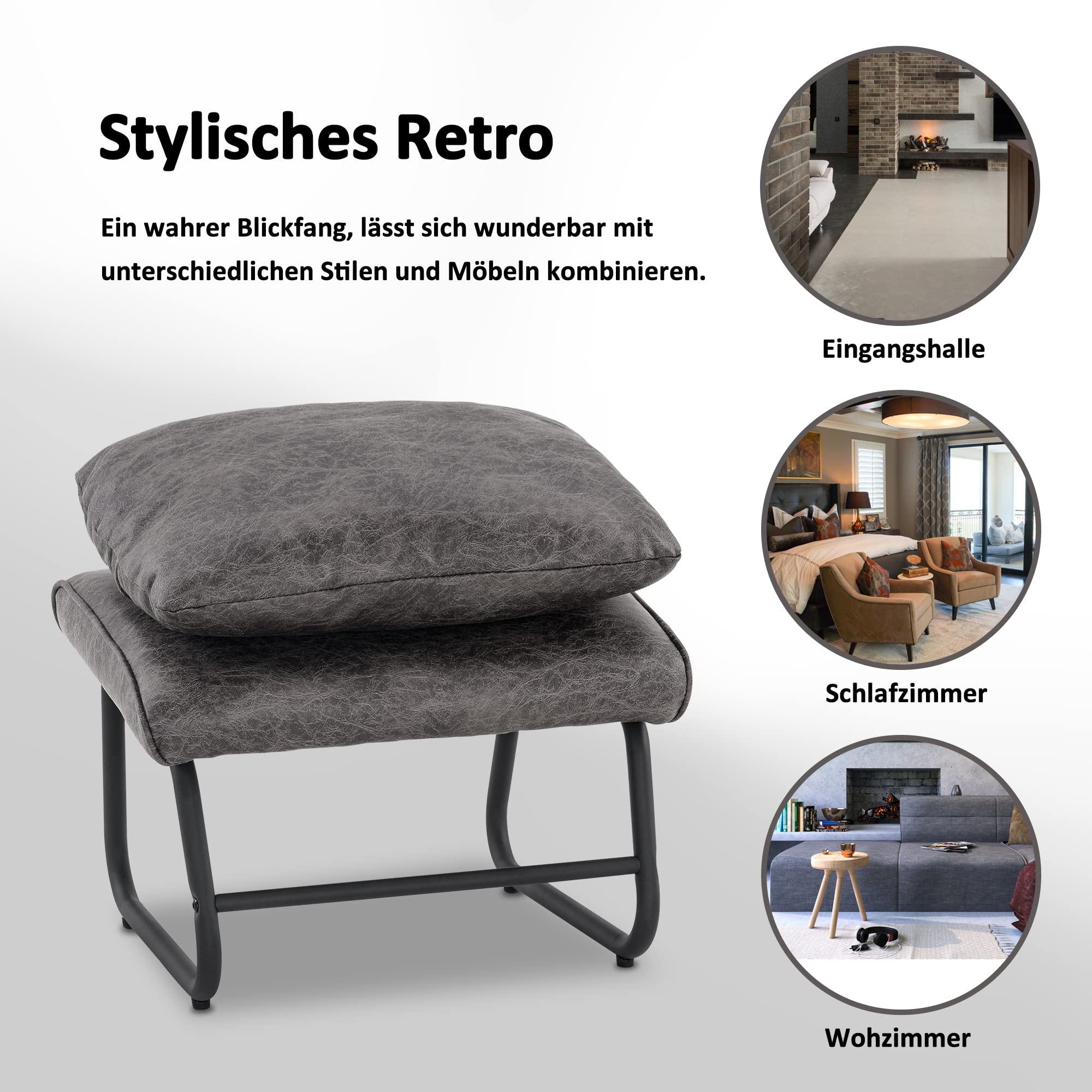 MCombo Zitkruk met voetsteun met metalen poten, Elegante kruk Ottomaan make- uptafel voor woonkamer slaapkamer, Vierkant 40 * 69 cm, 4779-2 (Bruin-Microfiber