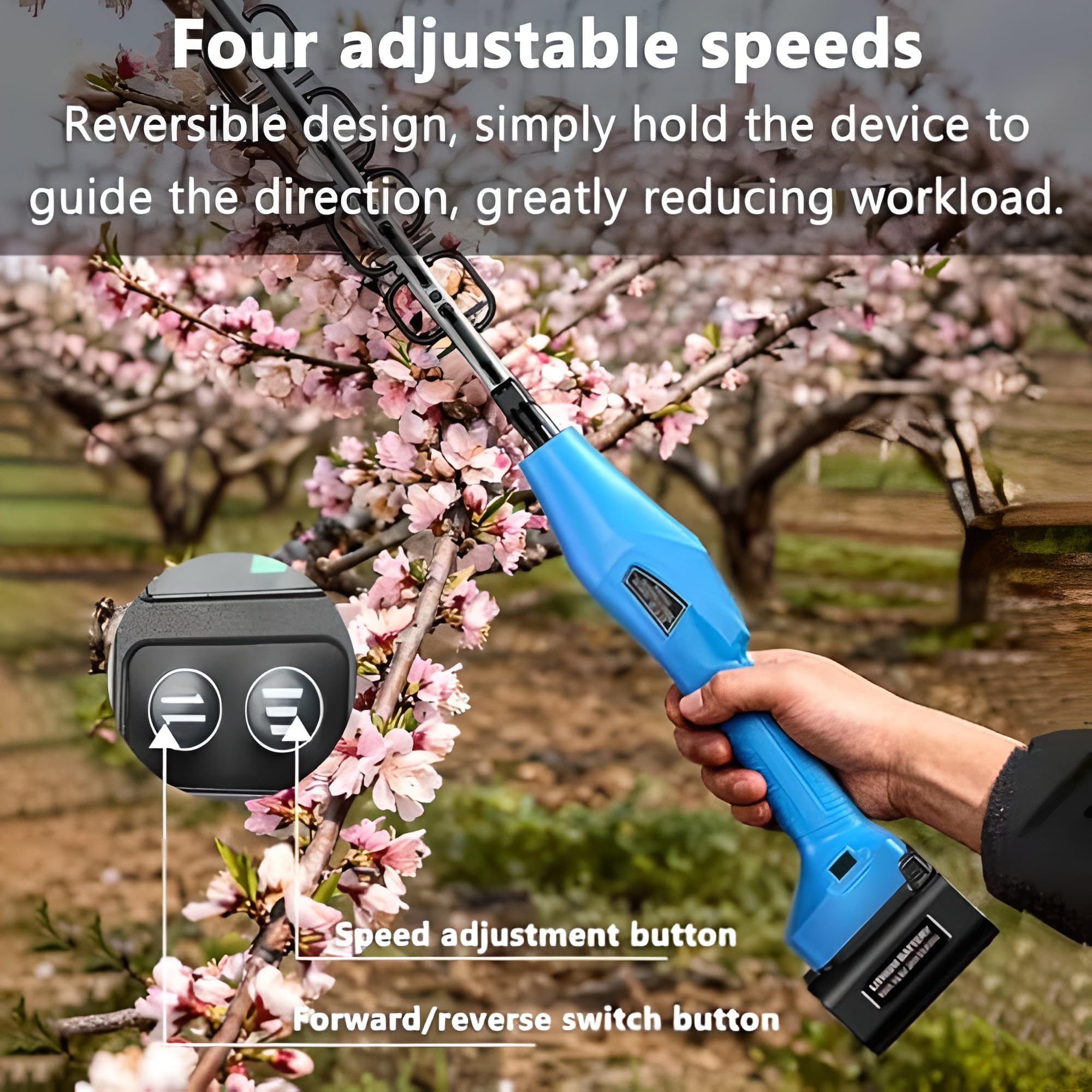 Máquina de adelgazamiento de flores y frutas inalámbrica de mano con velocidad ajustable para jardín y uso doméstico