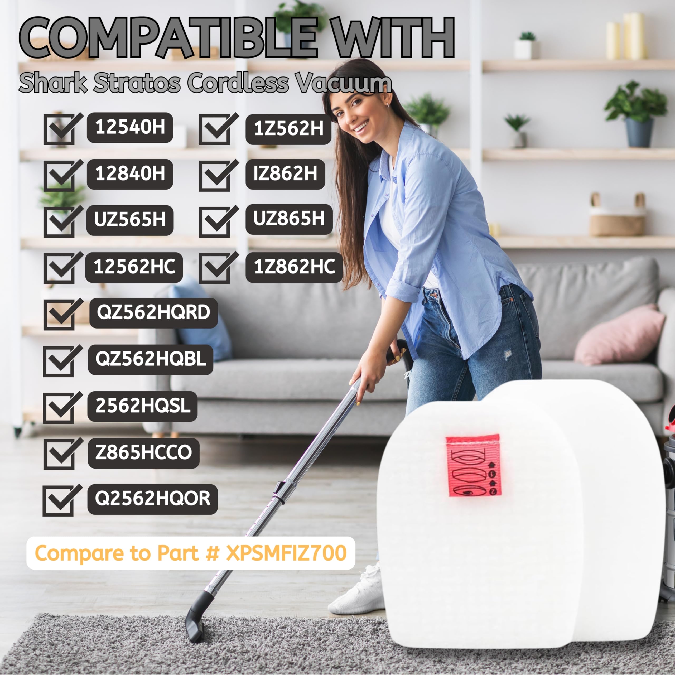 Nispira XFFKIZ700 Dock Pre-Motor Filter Replacement for Shark Vacuum Stratos Cordless Vacuum, Fits IZ862H IZ562H UZ565H IZ540H IZ840 IZ800 Series. 6 Packs