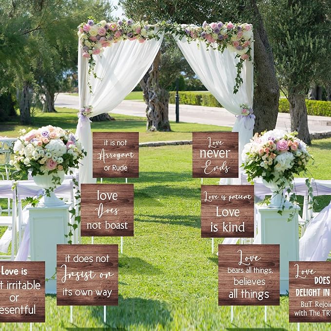 Rustic Wedding Aisle Signs:  "Love is Patient, Love is Kind"