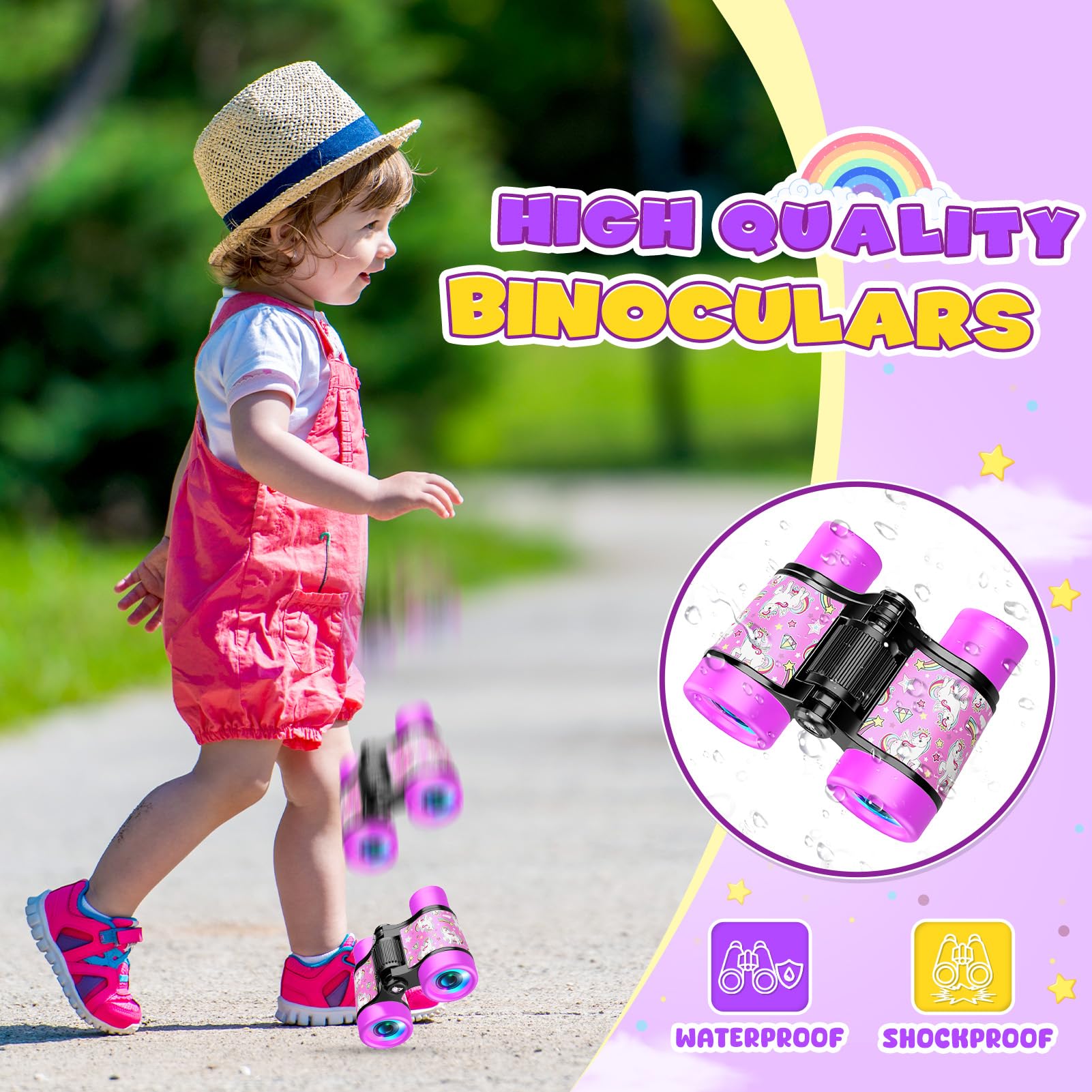 Dromlag Regalo Bambino 4-8 Anni,Binocolo Bambini Giochi Bambini 5-8 Anni Unicorno Bambina Regalo Telescopio Bambini Cannocchiale Bambini 4 5 6 7 8 Anni Maschio