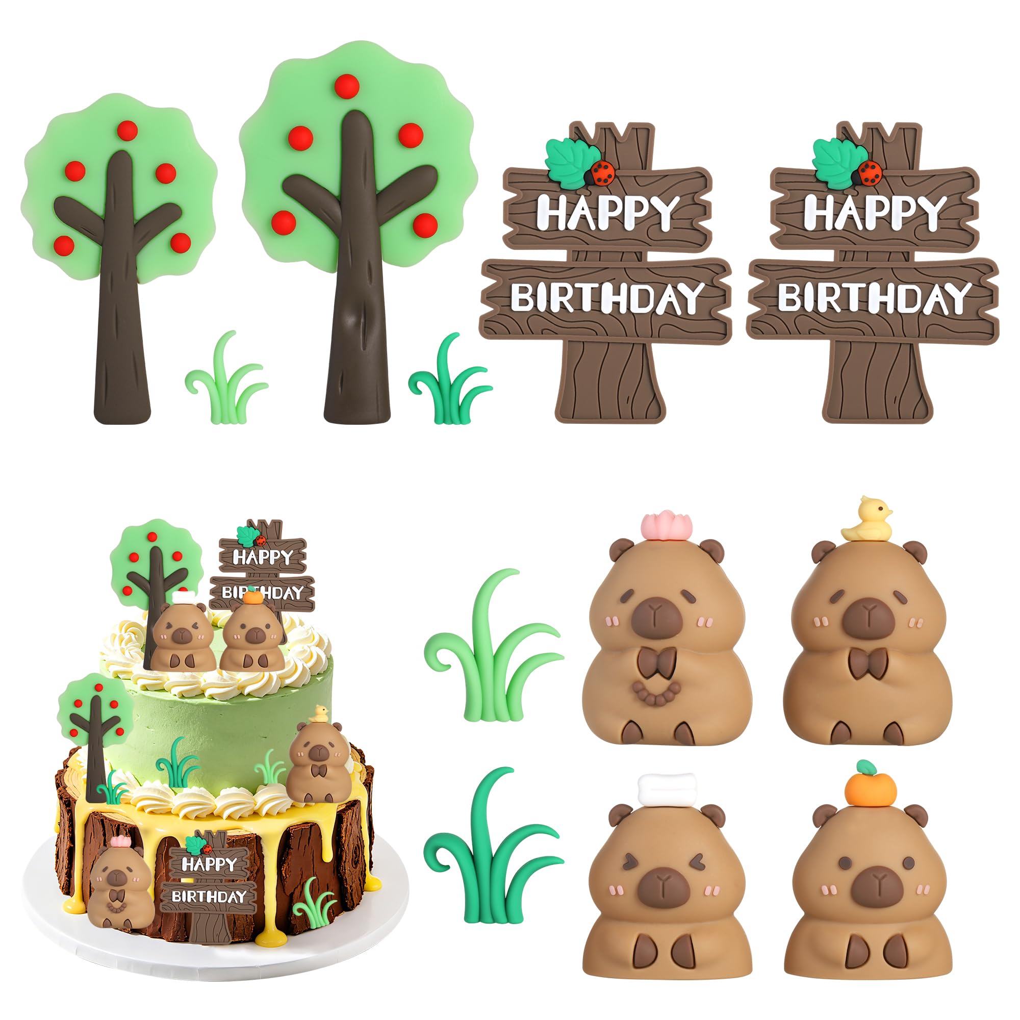 TranRantic 12 Pcs Capybara Cake Toppers, Adorable Realistic Capybara Birthday Cake Decorations, Fun and Vibrant Party Supplies for Capybara Birthday Party Supplies Shower Favors