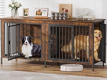 EasyCom Dog Crate Furniture for 1 or 2 Dogs&comma; Heavy Duty Single&sol;Double Dog Crates for Small&sol;Medium&sol;Large Dogs&comma; Dog Kennel Furniture Indoor as TV Stand&comma; Large Size 78&period;74" L&lpar;35-60 Pounds&rpar;&comma; Brown