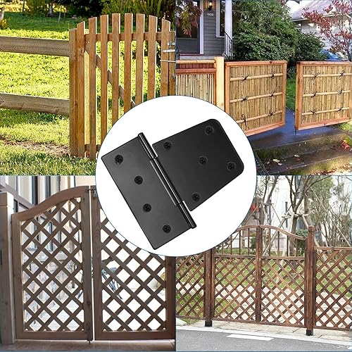 Miniatura 7 de Bisagras de puerta resistentes para vallas de madera, 6 bisagras de hierro negro para puerta de granero para cobertizo de madera, puerta batiente,