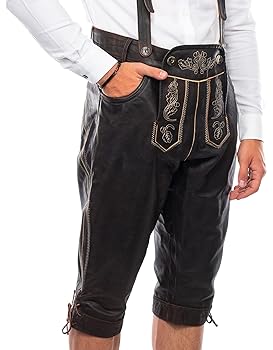 Canotta Raptors Pantaloni Di Pelle Scamosciata Tradizionali Da Uomo - Lederhose Con Spalline, Taglie 46-62 Pantaloni Pelle Uomo - Foto 6