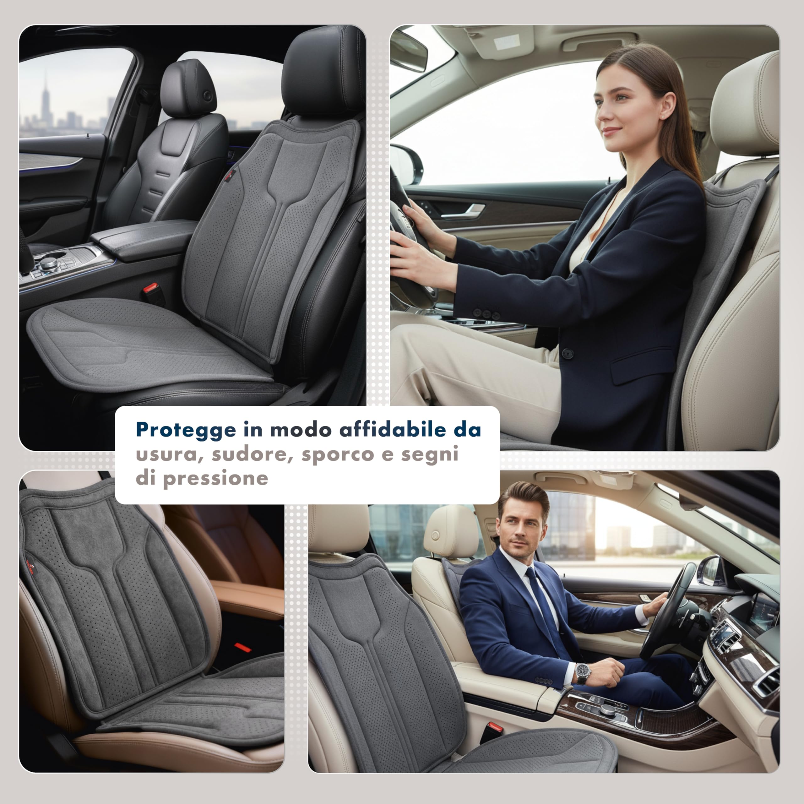 Walser Cuscino Premium Auto Nubo, 1 Protezione Antracite, Coprisedile Anteriore Alta Qualita Look Alcantara, Protezione per Posizione Anteriore